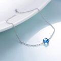 wholesale 925 Sterling Silver Blue Cube Crystal Ankle Anklet for Women and Teen Girls-0-1