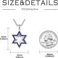wholesale 925 Sterling Silver Blue Enamel Star of David Pendant Necklace 24 Chain-0-4