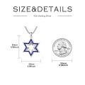 wholesale 925 Sterling Silver Blue Enamel Star of David Pendant Necklace 24 Chain-0-4