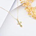 wholesale 14K Gold Green Crystal Flower Vine Cross Pendant Necklace for Women Gifts for Mom Wife Lover-0-1