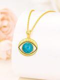 TOUPOP 14K Gold Turquoise Evil Eye Necklace for Women-0-2