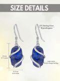 wholesale 925 Sterling Silver Lapis Lazuli Dangle Earrings Gemstone Fine Jewelry Birthday Christmas Gifts for Women Her-0-5