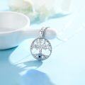 wholesale 925 Sterling Silver Evil Eye Tree of Life Pendant Necklace with Blue CZ Stones - Celtic s for Women-0-2