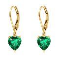 wholesale 14k Gold Heart Shaped Emerald Earrings-0-0