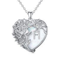 TOUPOP Sterling Silver Pendant Necklace with Stone-undefined