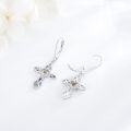 wholesale 925 Sterling Silver Infinity Cross with Yellow Stone Heart Drop Earrings for Women-0-2