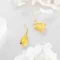 wholesale 925 Sterling Silver Honeycomb Bee Drop Earrings with Citrine Gemstone and Gold Plated Accents-0-3