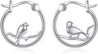 wholesale 925 Sterling Silver Bird on Branch Hoop Earrings for Women's Delicate Jewelry-Bird Earrings