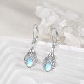 wholesale 925 Sterling Silver Rainbow Moonstone & Larimar Teardrop Infinity Dangle Leverback Earrings Gift for Women-0-2