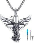 wholesale 925 Sterling Silver Angel of Death Cremation Urn Pendant Keepsake Memorial Ashes Holder for Men Women Catholic s 24 Chain Included -0-0