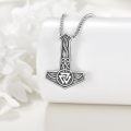 wholesale 925 Sterling Silver Thors Hammer Pendant - Viking Jewelry Norse Symbol Necklaces for Men Women -0-3