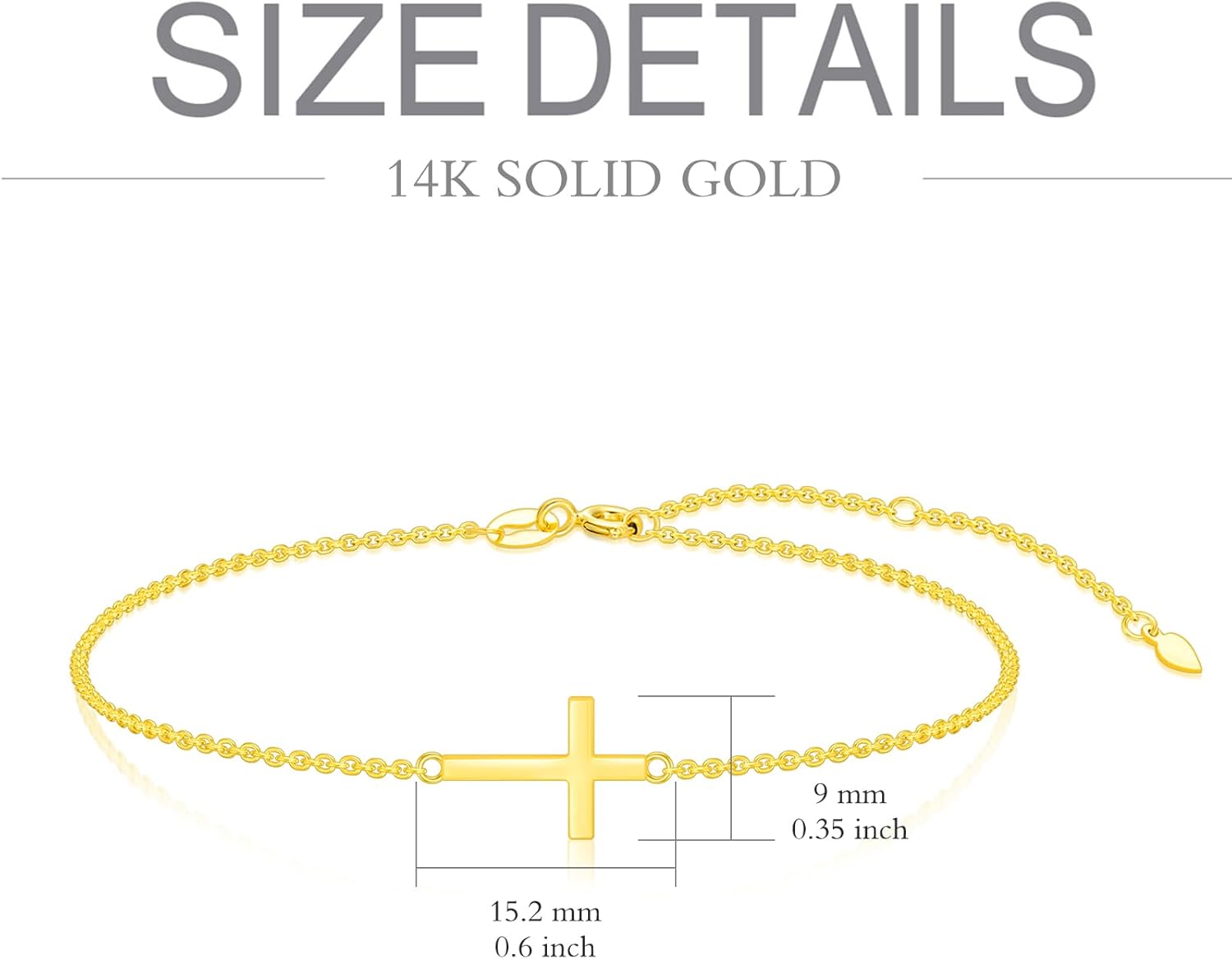wholesale Gold Religious Cross Bracelet for Women - 7 inches Long -0-3