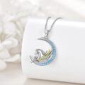 wholesale 925 Sterling Silver Opal Moon Pendant Necklace w/ Rabbit & Star Charm for Women's Gifts-0-3