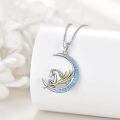 wholesale 925 Sterling Silver Opal Moon Pendant Necklace w/ Rabbit & Star Charm for Women's Gifts-0-3