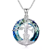 TOUPOP Sterling Silver Crystal Tree Of Life 2 Sisters Holding Hands Necklace-undefined