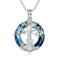 TOUPOP Sterling Silver Crystal Tree Of Life 2 Sisters Holding Hands Necklace-undefined