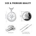wholesale 925 Sterling Silver  Compass Star Pendant Necklace with Cubic Zirconia Accents-0-3