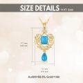 wholesale 14K Gold Natural Turquoise Pendant with Moissanites and Chain - 3 Stone Design-0-5