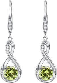 wholesale Sterling Silver Birthstone Infinity Dangle Earrings for Women Luxury Packaged-08-August