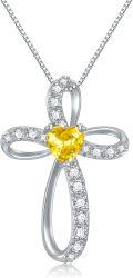 wholesale 925 Sterling Silver Birthstone Cross Necklace for Women Birthday Mother s Day Gift ( )-0-0