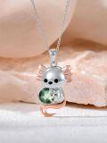 wholesale 925 Sterling Silver Green Moss Agate Axolotl Pendant Necklace-0-1