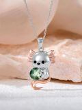 wholesale 925 Sterling Silver Green Moss Agate Axolotl Pendant Necklace-0-1