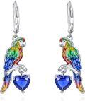 wholesale 925 Sterling Silver Parrot Heart Pendant Leverback Earrings s for Women-0-0