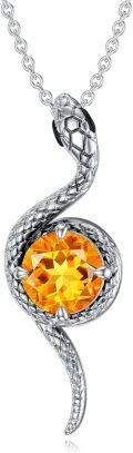 wholesale Metal Stone Snake Birthstone Pendant Necklace for Women-0-0