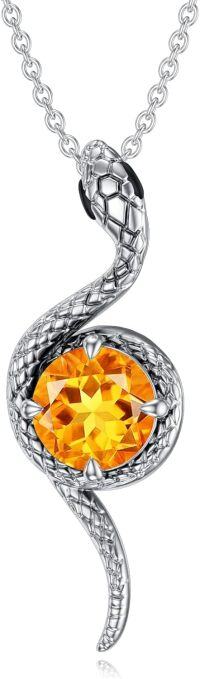 wholesale Metal Stone Snake Birthstone Pendant Necklace for Women-November
