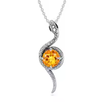 wholesale Metal Stone Snake Birthstone Pendant Necklace for Women-November