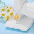 wholesale 925 Sterling Silver Yellow Gold Plated Turquoise Cubic Zirconia Sunflower Pendant Necklace for Women Western s-0-3