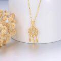 wholesale 14K Gold Stone Dainty Dreamcatcher Tree Of Life Pendant Necklaces For Women-0-3