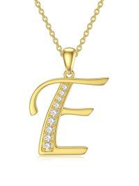 wholesale 14k Yellow Gold Lab Diamond Initial Letter Necklace Wholesale With Chain-E