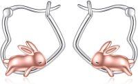 wholesale 925 Sterling Silver Rabbit Heart Hoop Earrings Gift for Women-Rabbit