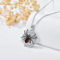 wholesale 925 Sterling Silver Spider Web Pendant Necklace Red Stone Charm s for Her-0-1