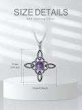 wholesale 925 Sterling Silver Amethyst Knot Cross Pendant Necklace-0-1