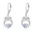 wholesale 925 Sterling Silver Celtic Knot Hug Heart Blue Crystal Drop Earrings-0-0