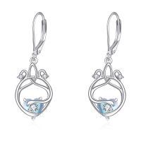 wholesale 925 Sterling Silver Celtic Knot Hug Heart Blue Crystal Drop Earrings-C style-celtic earrings