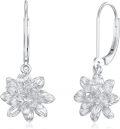 wholesale 925 Sterling Silver Hypoallergenic Lotus Flower Leverback Dangle Drop Earrings-0-0
