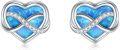 wholesale 925 Sterling Silver Blue Fire Opal Infinity Heart Stud Earrings with Cubic Zirconia Accents-0-0