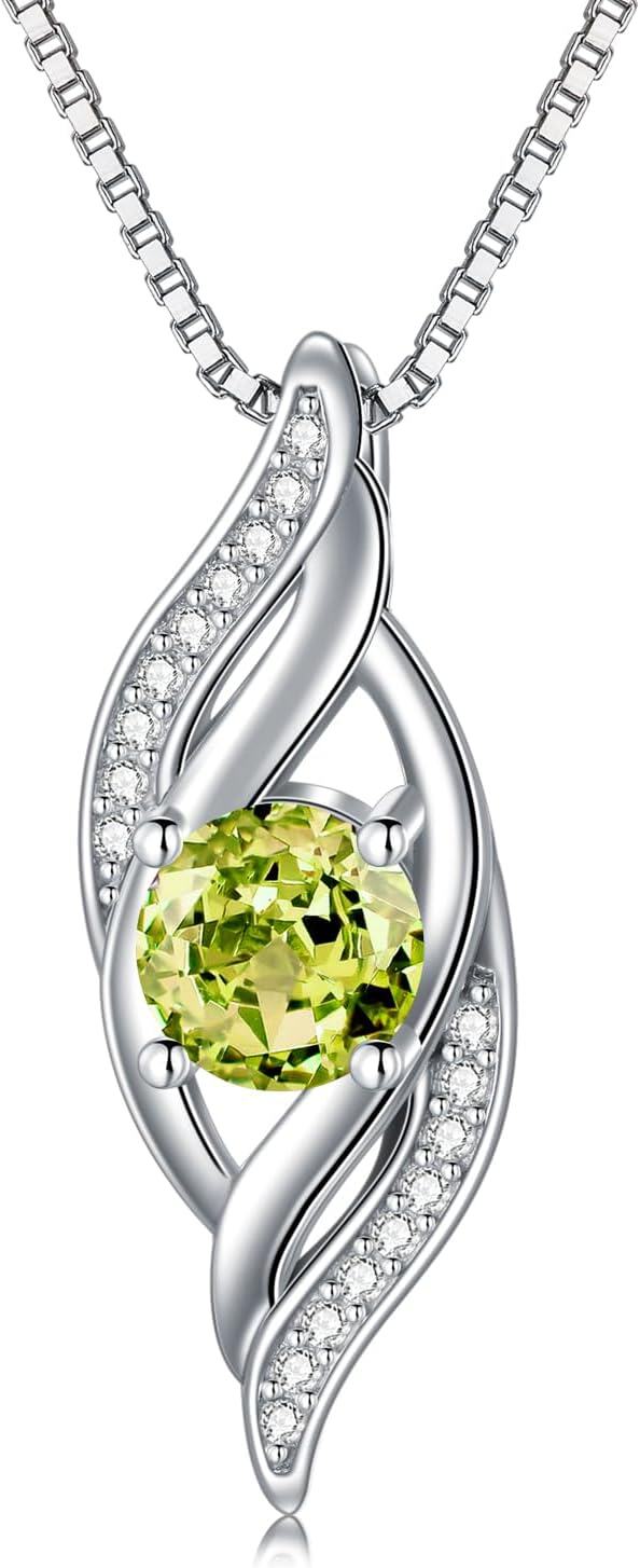 wholesale Sterling Silver Birthstone Infinity Necklace for Women Love Jewelry Gift-08-Aug.-Peridot