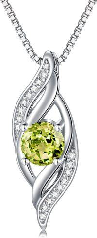 wholesale 925 Sterling Silver Birthstone Infinity Necklace for Women Love Jewelry Gift-08-Aug.-Peridot