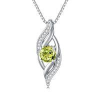 wholesale 925 Sterling Silver Opal Pendant Necklace Wholesale With Cubic Zirconia Leaves Design-08-Aug.-Peridot
