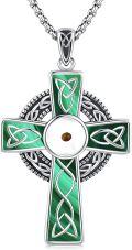 wholesale 925 Sterling Silver Green Malachite Celtic Knot Cross Pendant Necklace  Norse Viking Jewelry for Men Women-0-0