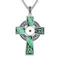 wholesale 925 Sterling Silver Green Enamel Celtic Cross Pendant Necklace With Chain-0-0