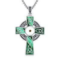wholesale 925 Sterling Silver Green Enamel Celtic Cross Pendant Necklace With Chain-Black-Mustard Seeds