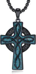 wholesale 925 Sterling Silver Turquoise Celtic Cross Pendant Necklace for Men & Women - Christian Religious s-0-0