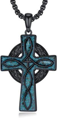 wholesale 925 Sterling Silver Turquoise Celtic Cross Pendant Necklace for Men & Women - Christian Religious s-Celtic Cross-Turquoise