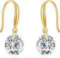 wholesale 14K Gold Round Cut Moissanite Drop Earrings - 7 mm 1 ct Diamond Alternative Jewelry for Women Gifts-0-0