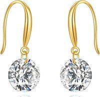 wholesale 14K Gold Round Cut Moissanite Drop Earrings - 7 mm 1 ct Diamond Alternative Jewelry for Women Gifts-(7.5mm,1.5 Carat) Round